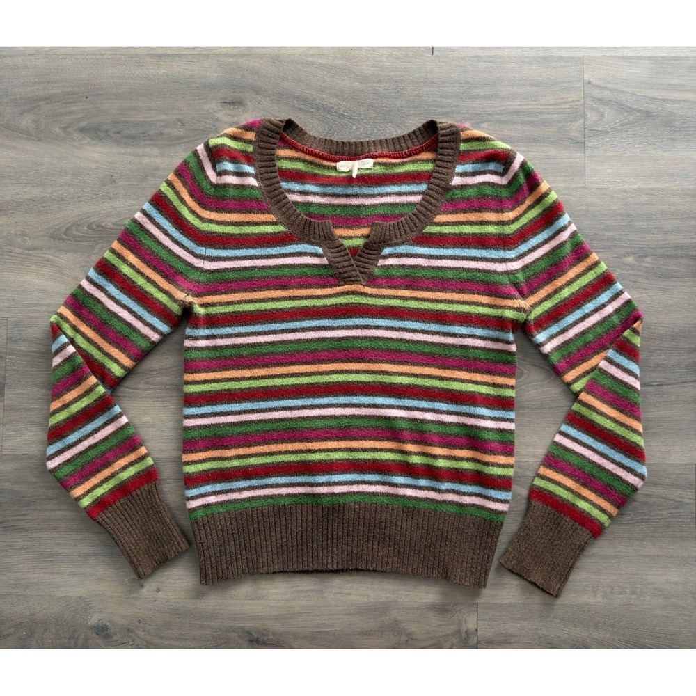 Vintage Y2K Aéropostale Women's multi-color rainbow striped knit sweater size XL